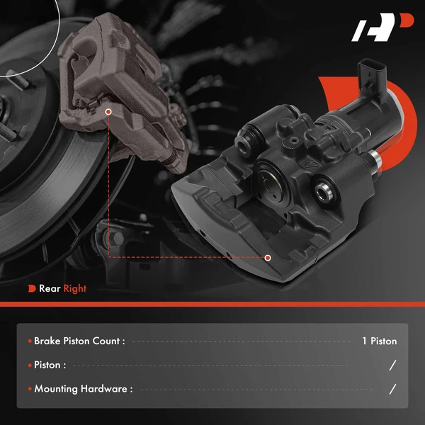1-PC Brake Caliper, Rear Right Passenger Side, 1-Piston, A-Premium APBC4382