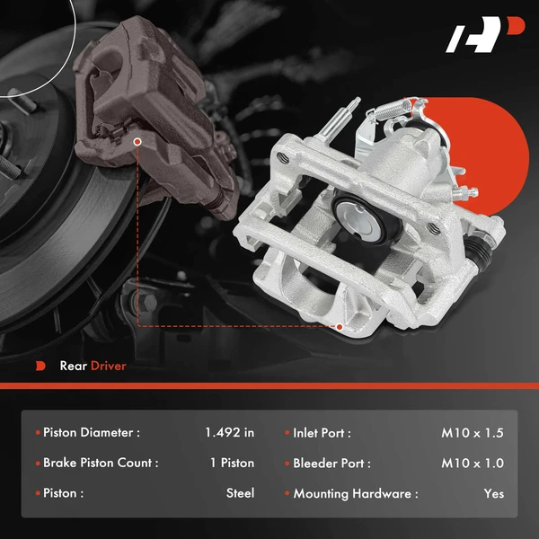 1-PC Brake Caliper, Rear Left Driver Side, 1-Piston, A-Premium APBC4172