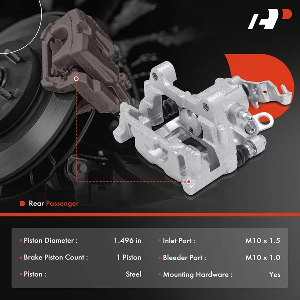 1-PC Brake Caliper, Rear Right Passenger Side, 1-Piston, A-Premium APBC4305