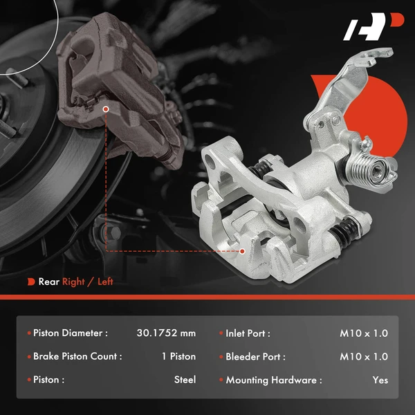 1-PC Brake Caliper, Rear Left Driver Side, 1-Piston, A-Premium APBC4051