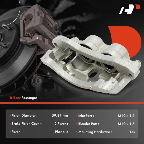 1-PC Brake Caliper, Rear Right Passenger Side, 2-Piston, A-Premium APBC3955