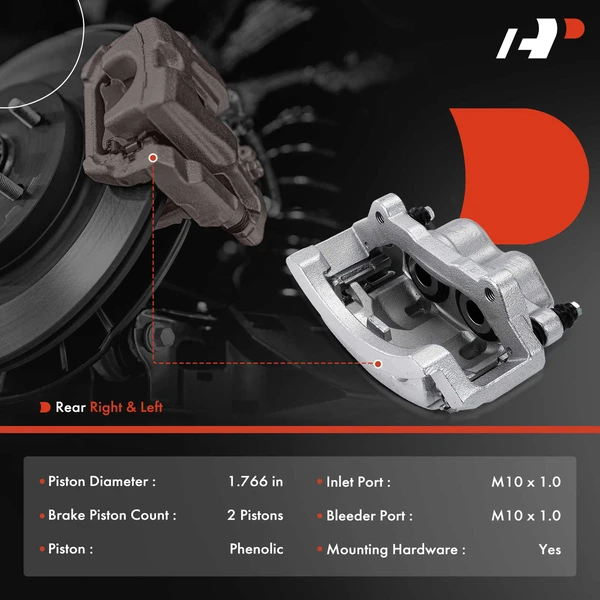 1-PC Brake Caliper, Rear Right Passenger Side, 2-Piston, A-Premium APBC4291
