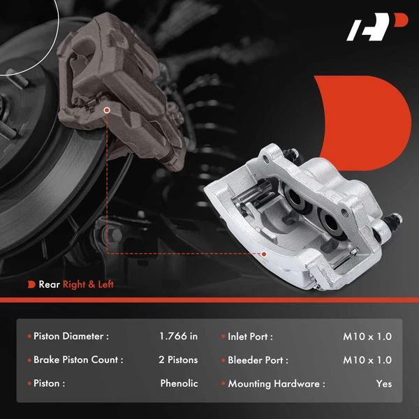 1-PC Brake Caliper, Rear Left Driver Side, 2-Piston, A-Premium APBC4292