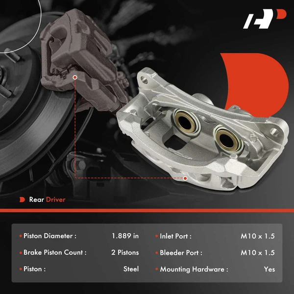 1 -Pc Brake Caliper Rear Driver 2-Piston A-Premium APBC3957