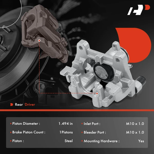 1 -Pc Brake Caliper Rear Left Driver Side 1-Piston A-Premium APBC4018