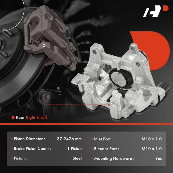 2 -Pc Brake Caliper Rear Driver & Passenger 1-Piston A-Premium APBC4016