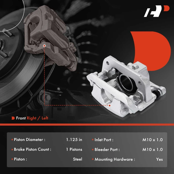 1-PC Brake Caliper, Front Left Driver Side, 1-Piston, A-Premium APBC4296