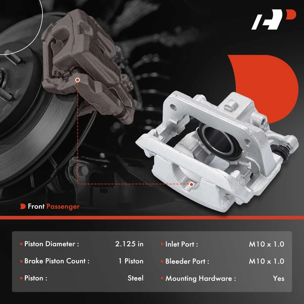 1-PC Brake Caliper, Front Right Passenger Side, 1-Piston, A-Premium APBC4297
