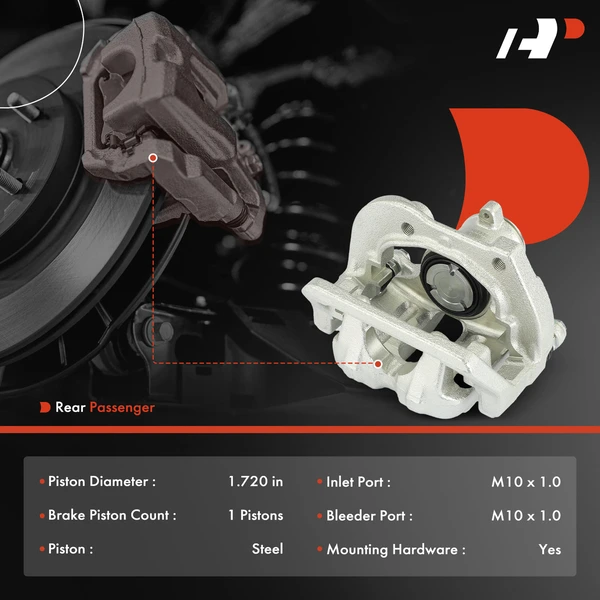 1-PC Brake Caliper, Rear Right Passenger Side, 1-Piston, A-Premium APBC3892