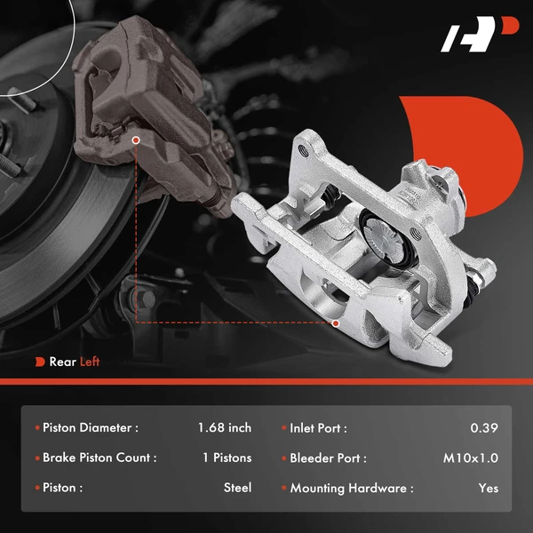 1-PC Brake Caliper, Rear Left Driver Side, 1-Piston, A-Premium APBC3972