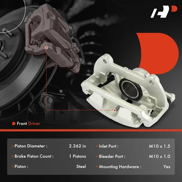 1 -Pc Brake Caliper Front Left Driver Side 1-Piston A-Premium APBC4231