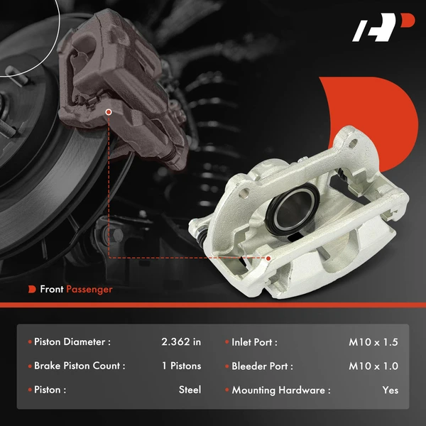 1 -Pc Brake Caliper Front Right Passenger Side 1-Piston A-Premium APBC4232