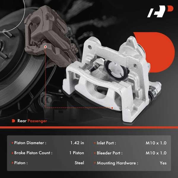 1-PC Brake Caliper, Rear Right Passenger Side, 1-Piston, A-Premium APBC4239