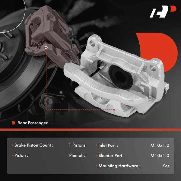 1 -Pc Brake Caliper Rear Right Passenger Side 1-Piston A-Premium APBC3985
