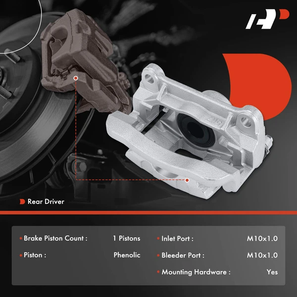 1 -Pc Brake Caliper Rear Left Driver Side 1-Piston A-Premium APBC3986