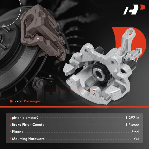 1-PC Brake Caliper, Rear Right Passenger Side, 1-Piston, A-Premium APBC4068