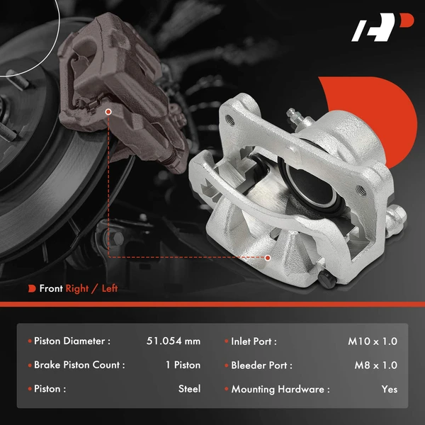 1-PC Brake Caliper, Front Right Passenger Side, 1-Piston, A-Premium APBC4070