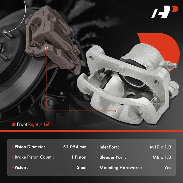 1-PC Brake Caliper, Front Left Driver Side, 1-Piston, A-Premium APBC4071