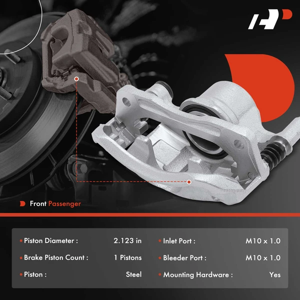 1-PC Brake Caliper, Front Right Passenger Side, 1-Piston, A-Premium APBC4207