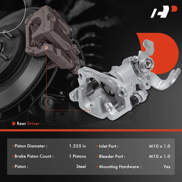 1-PC Brake Caliper, Rear Left Driver Side, 1-Piston, A-Premium APBC3960