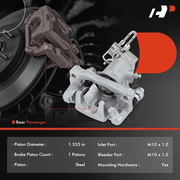 1-PC Brake Caliper, Rear Right Passenger Side, 1-Piston, A-Premium APBC3961