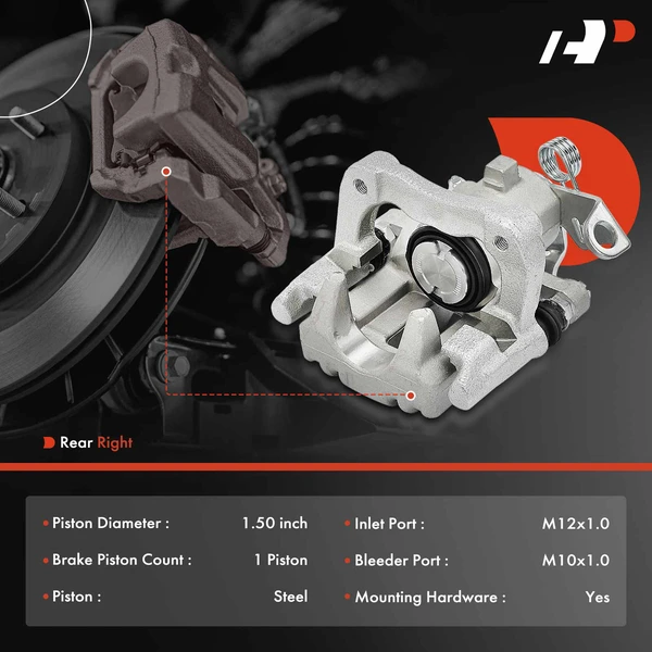 1-PC Brake Caliper, Rear Right Passenger Side, 1-Piston, A-Premium APBC4082