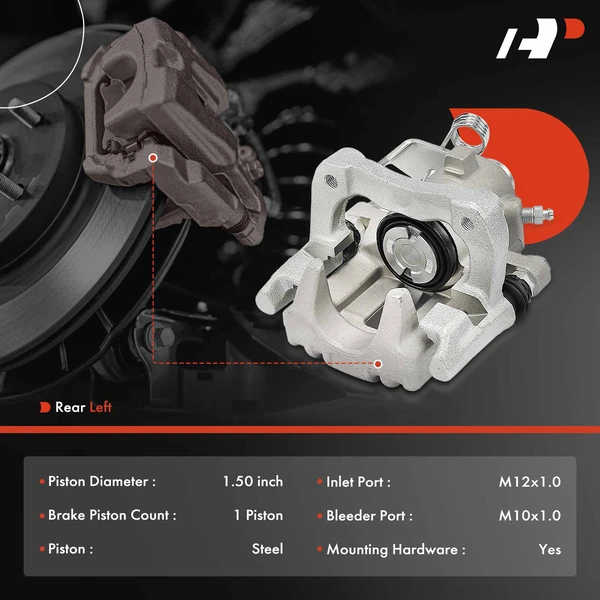 1-PC Brake Caliper, Rear Left Driver Side, 1-Piston, A-Premium APBC4083