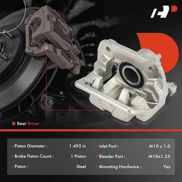 1-PC Brake Caliper, Rear Left Driver Side, 1-Piston, A-Premium APBC4214