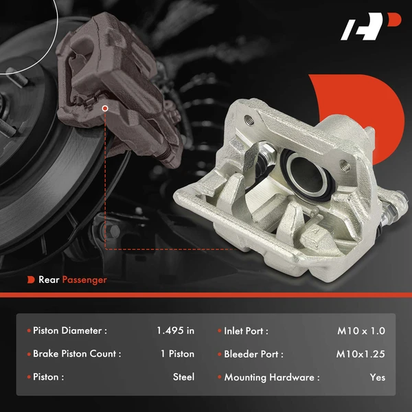 1-PC Brake Caliper, Rear Right Passenger Side, 1-Piston, A-Premium APBC4215