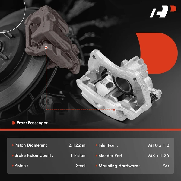 1-PC Brake Caliper, Front Right Passenger Side, 1-Piston, A-Premium APBC4085