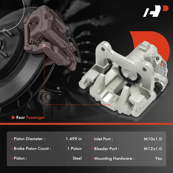 1-PC Brake Caliper, Rear Right Passenger Side, 1-Piston, A-Premium APBC3964