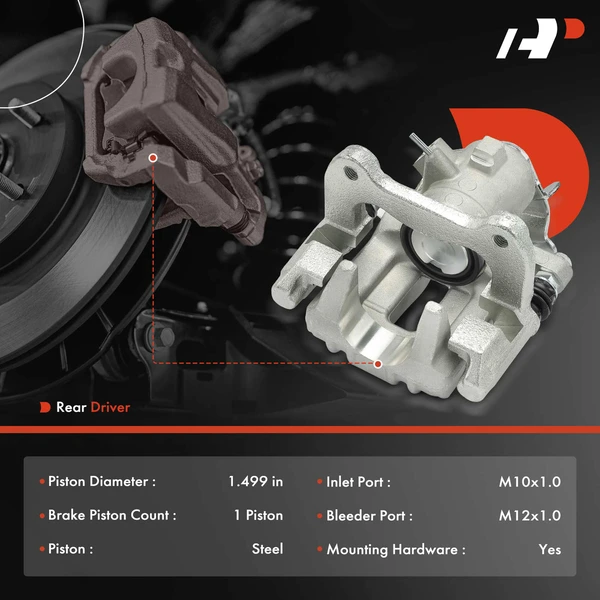 1-PC Brake Caliper, Rear Left Driver Side, 1-Piston, A-Premium APBC3965