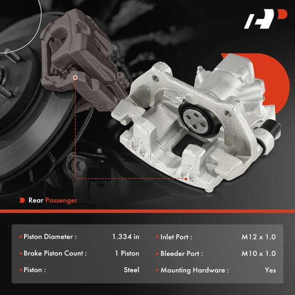 1-PC Brake Caliper, Rear Right Passenger Side, 1-Piston, A-Premium APBC4216