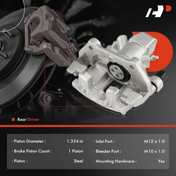 1-PC Brake Caliper, Rear Left Driver Side, 1-Piston, A-Premium APBC4217