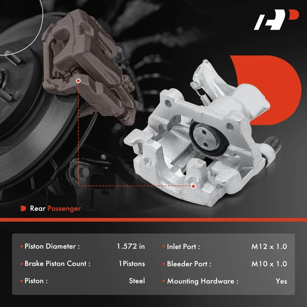 1-PC Brake Caliper, Rear Right Passenger Side, 1-Piston, A-Premium APBC4094