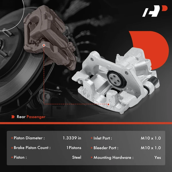 1-PC Brake Caliper, Rear Right Passenger Side, 1-Piston, A-Premium APBC4096