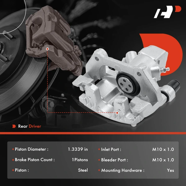 1-PC Brake Caliper, Rear Left Driver Side, 1-Piston, A-Premium APBC4097