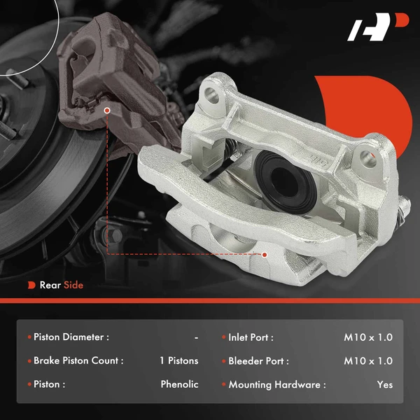 2 -Pc Brake Caliper Rear Driver & Passenger 1-Piston A-Premium APBC3966