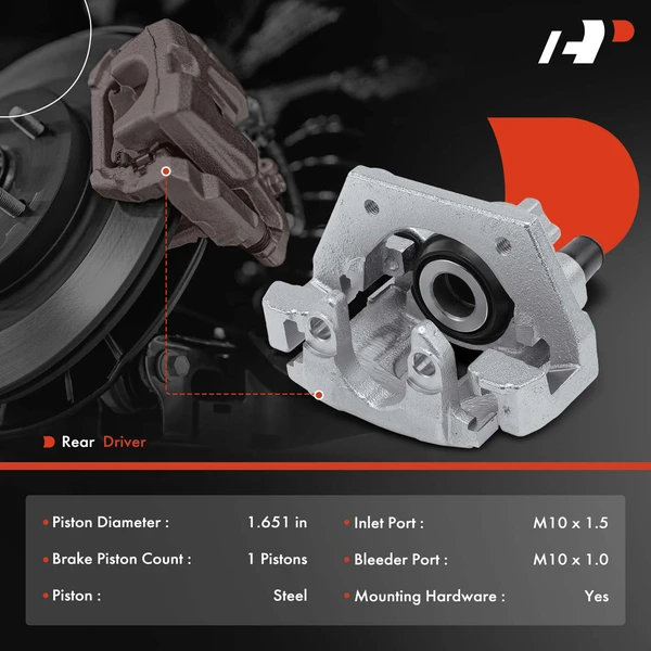 1-PC Brake Caliper, Rear Left Driver Side, 1-Piston, A-Premium APBC4220