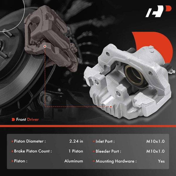 1-PC Brake Caliper, Front Left Driver Side, 1-Piston, A-Premium APBC4099