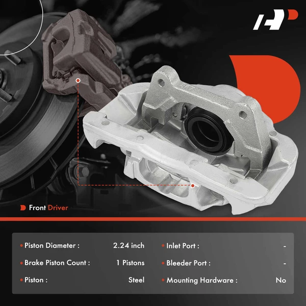 1-PC Brake Caliper, Front Left Driver Side, 1-Piston, A-Premium APBC4107