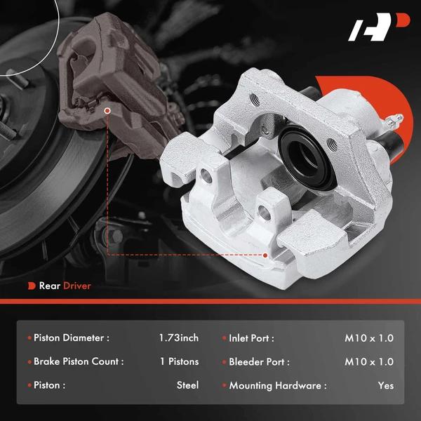 1-PC Brake Caliper, Rear Left Driver Side, 1-Piston, A-Premium APBC4105
