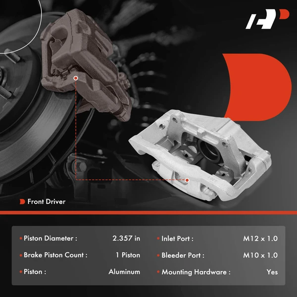 1-PC Brake Caliper, Front Left Driver Side, 1-Piston, A-Premium APBC4108