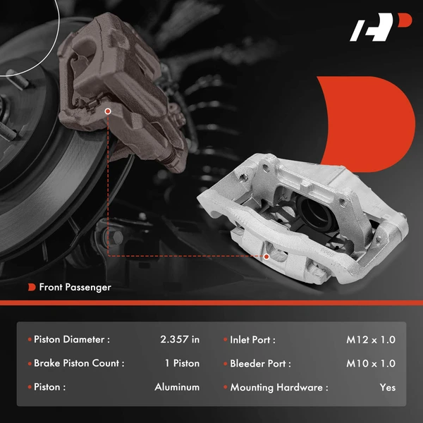1-PC Brake Caliper, Front Right Passenger Side, 1-Piston, A-Premium APBC4109