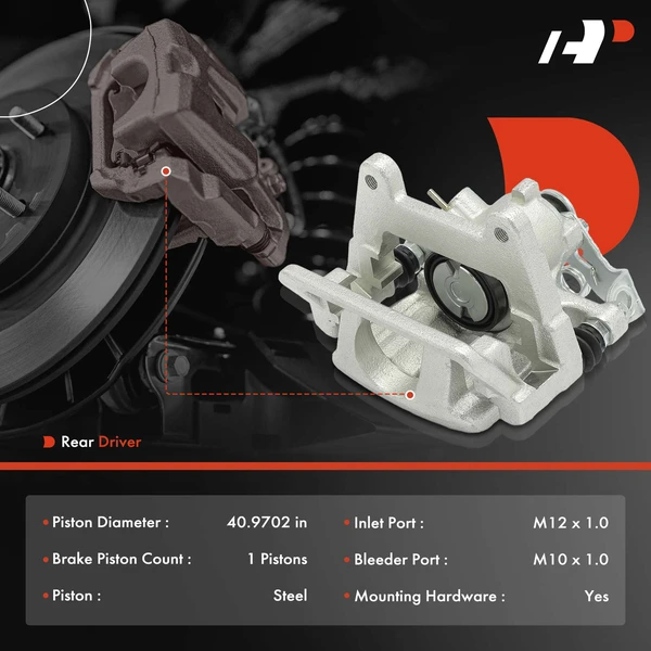 1-PC Brake Caliper, Rear Right Passenger Side, 1-Piston, A-Premium APBC4221