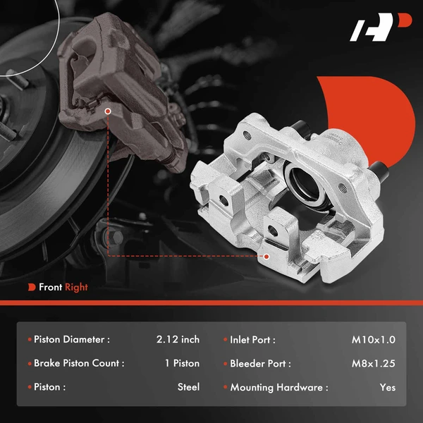 1-PC Brake Caliper, Front Right Passenger Side, 1-Piston, A-Premium APBC3967