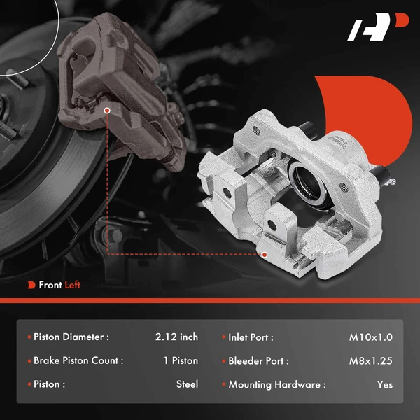 1-PC Brake Caliper, Front Left Driver Side, 1-Piston, A-Premium APBC3968