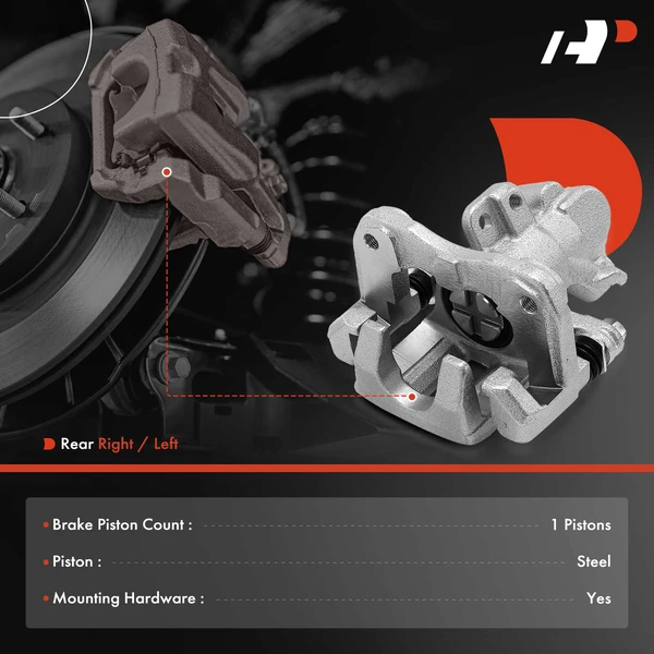 1-PC Brake Caliper, Rear Right Passenger Side, 1-Piston, A-Premium APBC4115