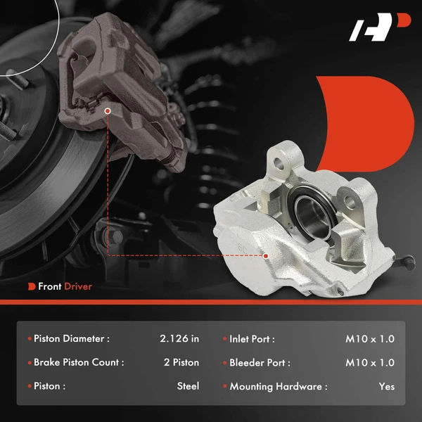 1-PC Brake Caliper, Front Left Driver Side, 1-Piston, A-Premium APBC4247