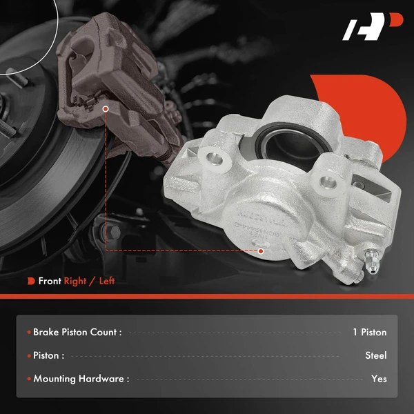 1-PC Brake Caliper, Front Right Passenger Side, 1-Piston, A-Premium APBC3992